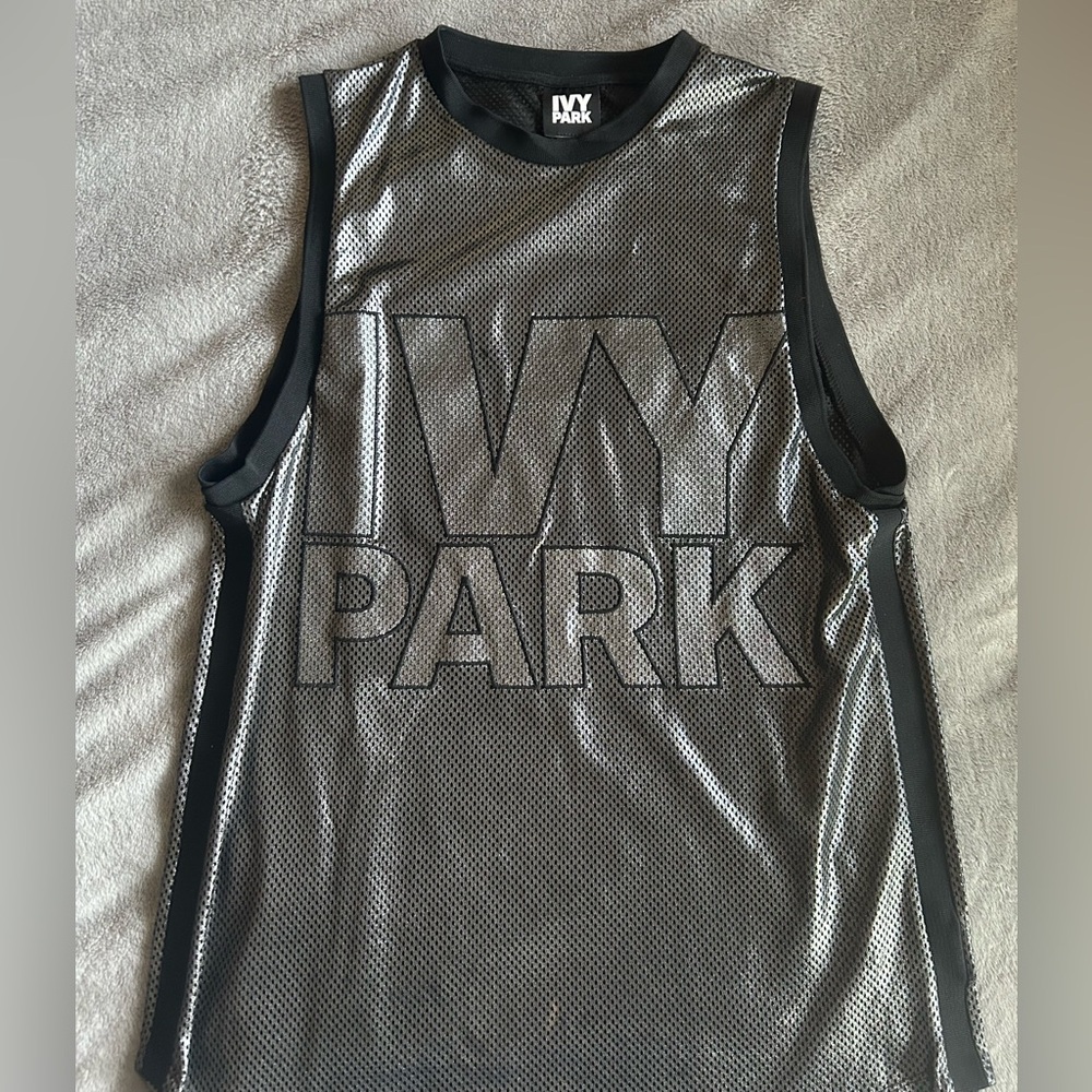 Ivy Park Jersey Top - Silver Mesh - Size Small - Like NEW !